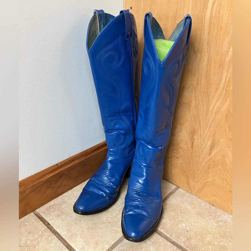 Royal Blue Dyed Larry Mahan Boots size 7.5